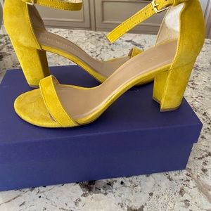 Stuart Weitzman Yellow Suede Nearly Nude Sandals